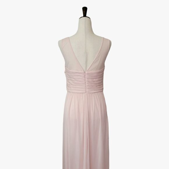 David's Bridal Blush Illusion Neckline Ruched Sleeveless Special Occasion Dress - Picture 4 of 8